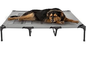 Elevated Dog Bed - 48x35.5-Inch Portable Pet Bed with Non-Slip Feet - Indoor/Outdoor Dog Cot or Puppy Bed for Pets up to 110lbs by PETMAKER (Gray)