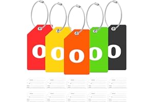 ZFAMYZH 5Pack Initial Silicone Luggage Tag with 10 Name ID Cards Perfect to Quickly Spot Luggage Tags for Suitcases Partial Privacy Cover & Stainless Steel Loops for Secure Fastening (O)