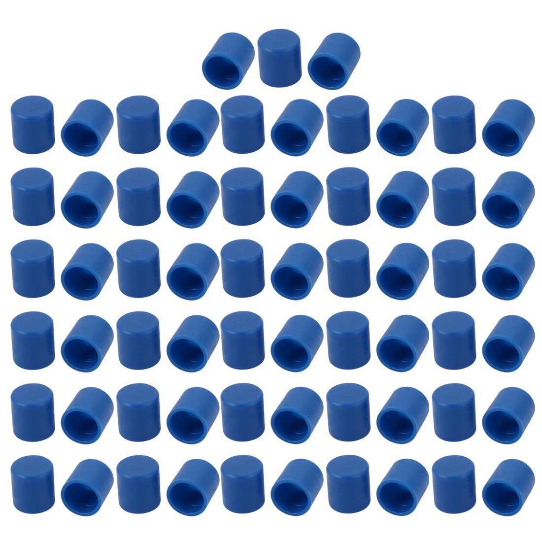 sourcingmap 63pcs 8mm Inner Dia PE Plastic End Cap Bolt Thread Protector Tube Cover Blue