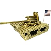 Bitopbi Bullet Shell Military Model Iron Tank Fighter Equipment Statue - Metal Bullet Casing Ornament, Collectible Army Artillery Sculpture Desk Decor for Home Office Shelf Display (4# Large Tank)