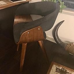 armen living lcsuchwach summer chair in charcoal fabric and walnut wood finish