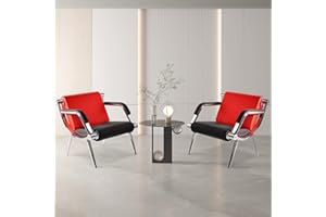 WALNEST Waiting Room Chair with Armrest 2 Seat Red Black PU Leather Office Furniture Guest Seating Lobby Conference Reception Chair Visitor Guest Sofa for Office Airport Clinic Hospital Bank Salon Barber