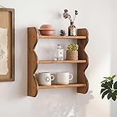 HuiDao 100% Solid Wood Wall Shelf 3-Tier, Rustic Floating Shelves Wall Mounted Storage Rack, Farmhouse Decor Hanging Shelf Display Shelves for Apartment, Living Room and Bedroom
