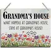 Rustic Sign, Mother's Day Gift, Grandma's Gift, Mom's Gift, Hanging Printed Wood Wall Art Sign Decor, Grandma's House What Happens At Grandma's House, Stays At Grandma's House, Sign Gift for Grandma