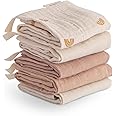 mushie Muslin Organic Cotton Washcloths 5-Pack (Rainbow Combo) | Soft Wipes for Baby Cleanups and Bathing