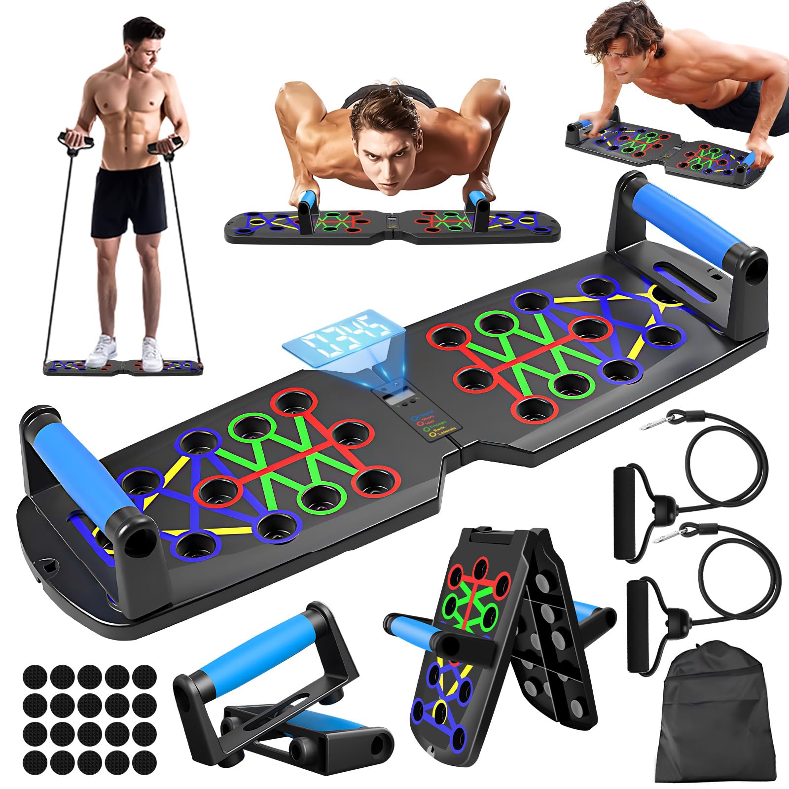 Push Up Board, 26-in-1 Multi-function Press Up Board Exercise Equipment for Home Use, System Fitness Floor Chest Muscle Exercise Professional Equipment Burn Fat for Men Women Gifts (A)
