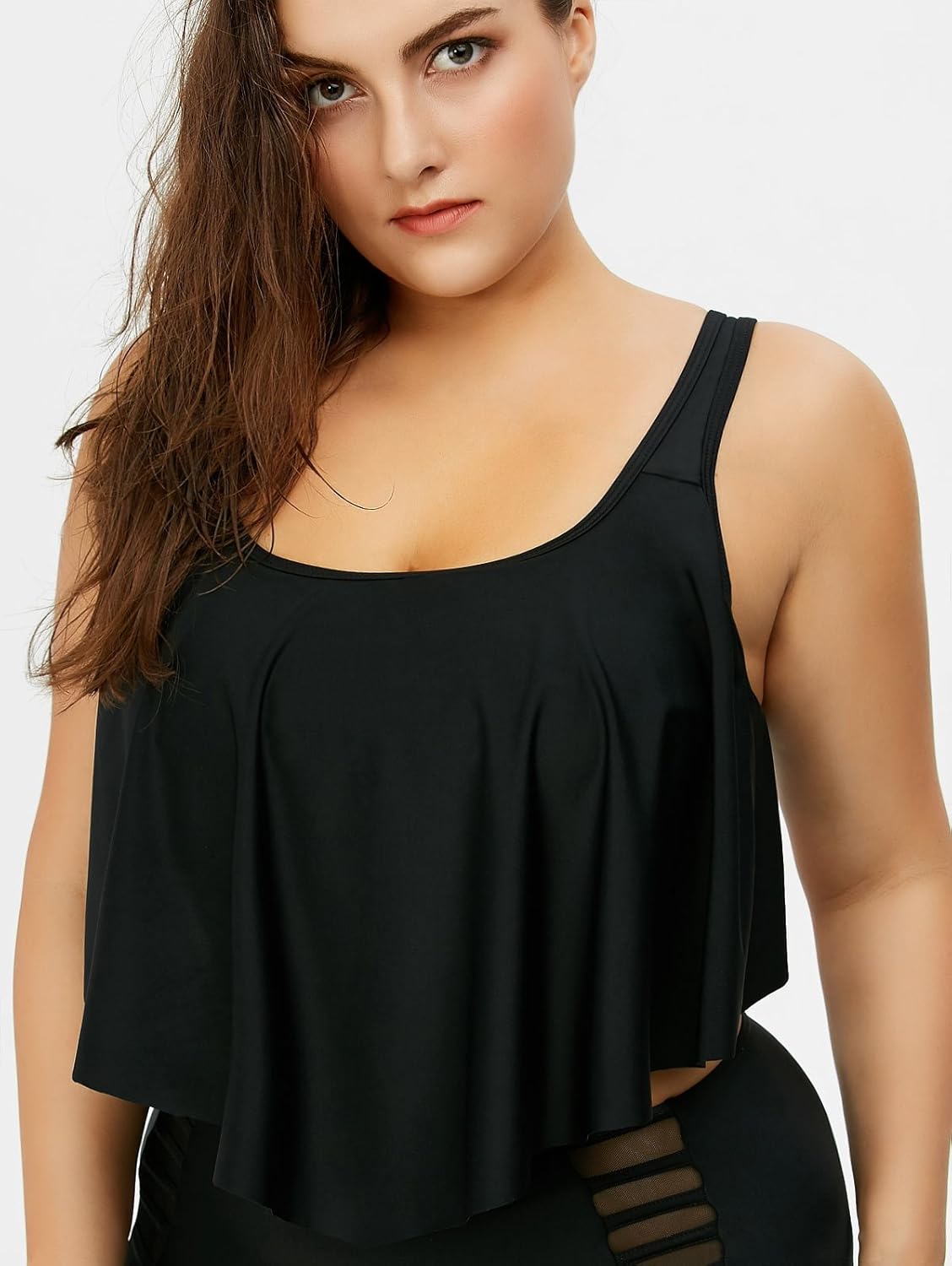 hannea plus size flounce high waist bottom bikini