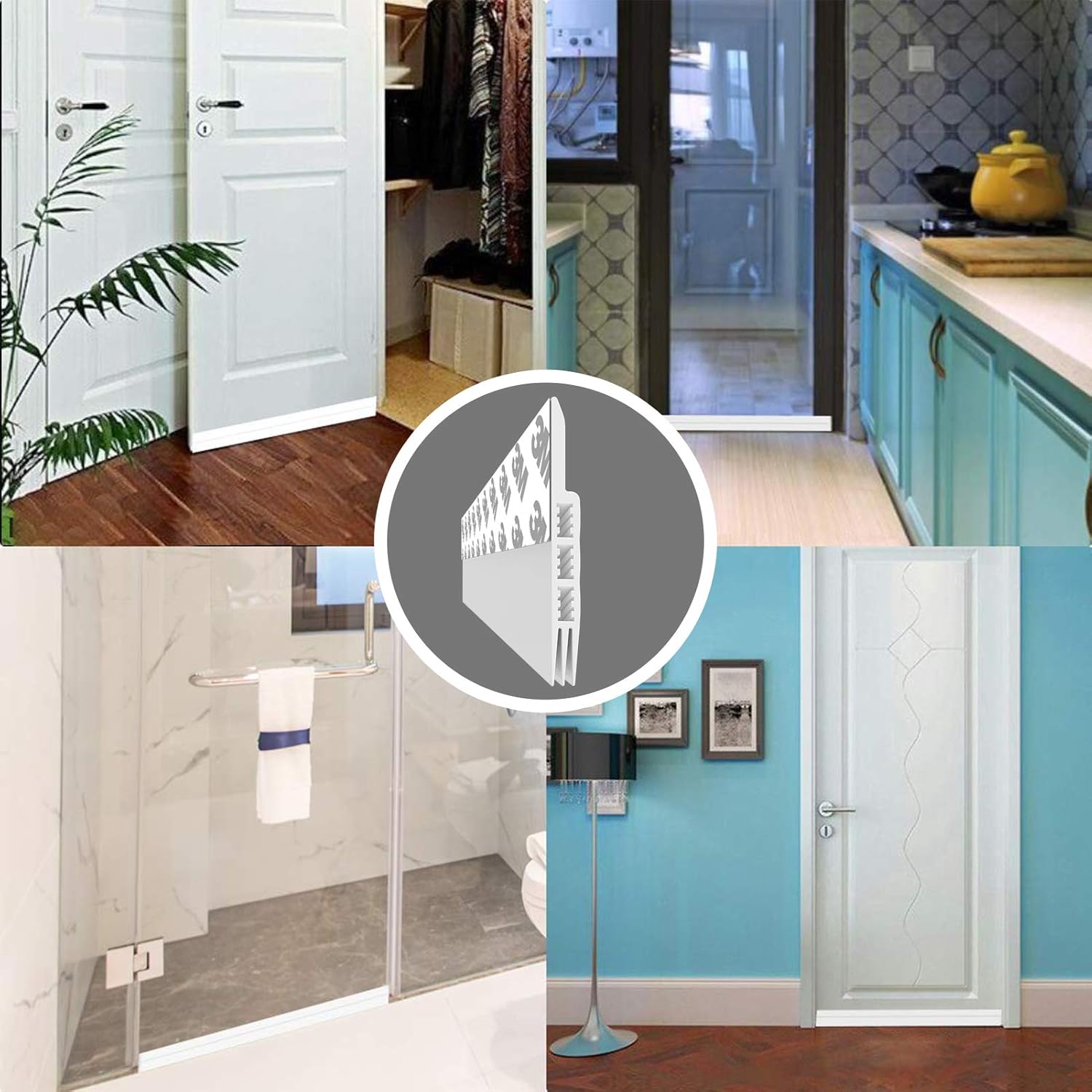 Holikme Door Draft Stopper Under Door Draft Blocker Insulator Door Sweep Weather Stripping Noise Stopper Strong Adhesive 39" Length (Transparent): Home & Kitchen
