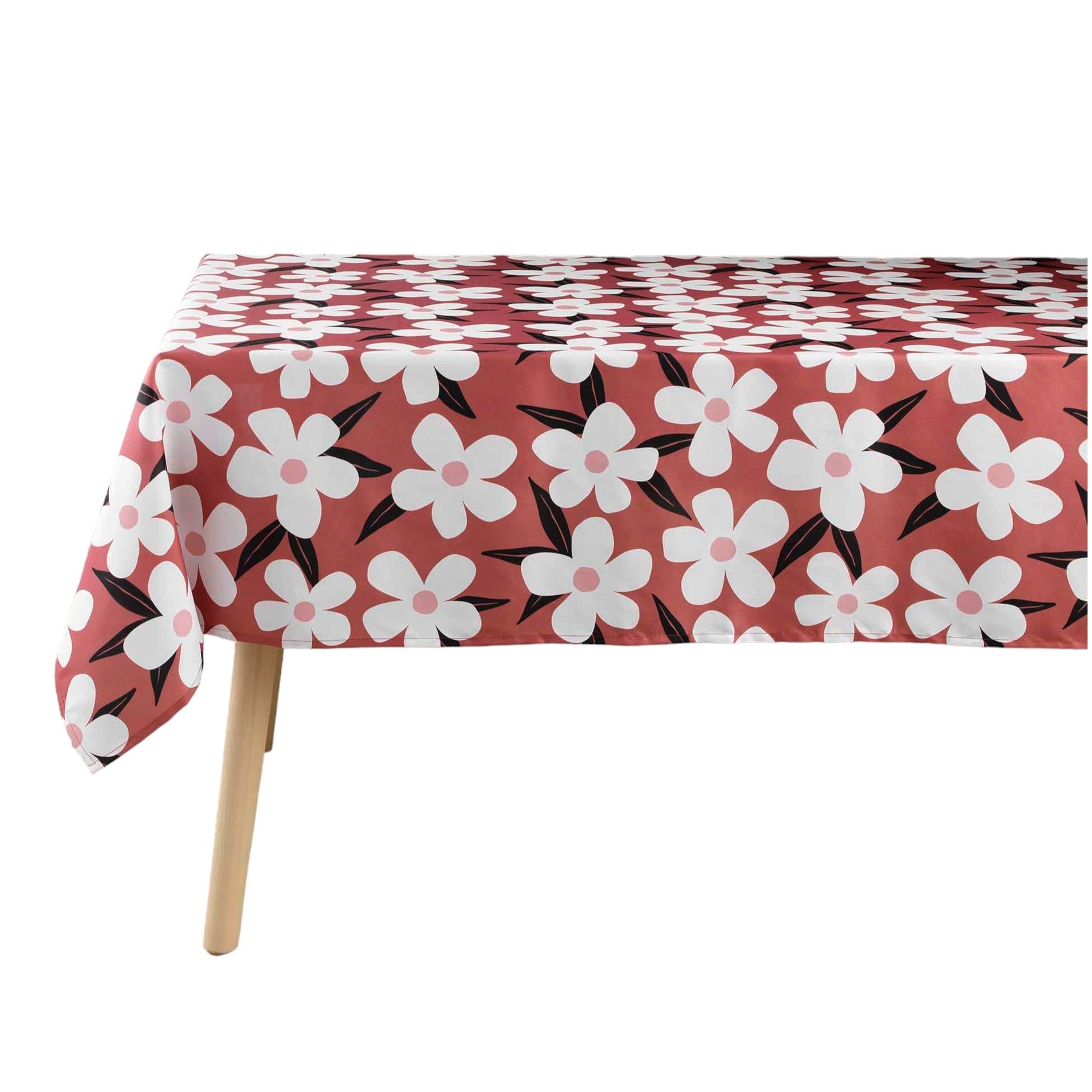 Douceur d'Intérieur, Rectangular Tablecloth (140 x 240 cm) Darcy Terracotta, Printed Microfibre