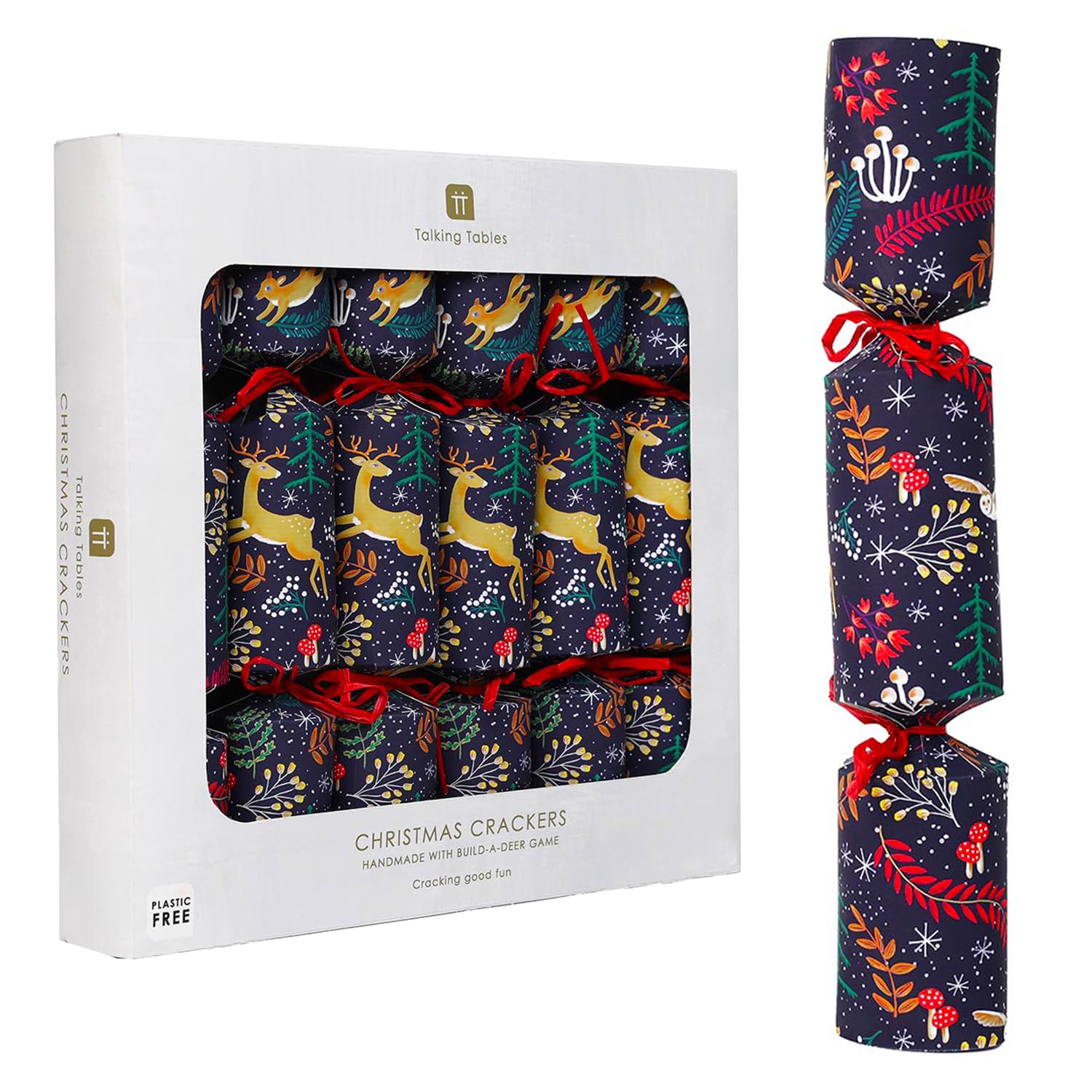 Talking Tables 6 x Christmas Crackers with Crown Party Hats, Christmas Decorations with Reindeer Drive Game, Twilight Design, Recyclable Eco Tableware, Party Supplies, 30cm