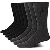 IZOD Mens Dress Socks - 7 Pack Lightweight Moisture Wicking Stay Up Cuffed Crew Socks for Men for Casual Business Formal Wear