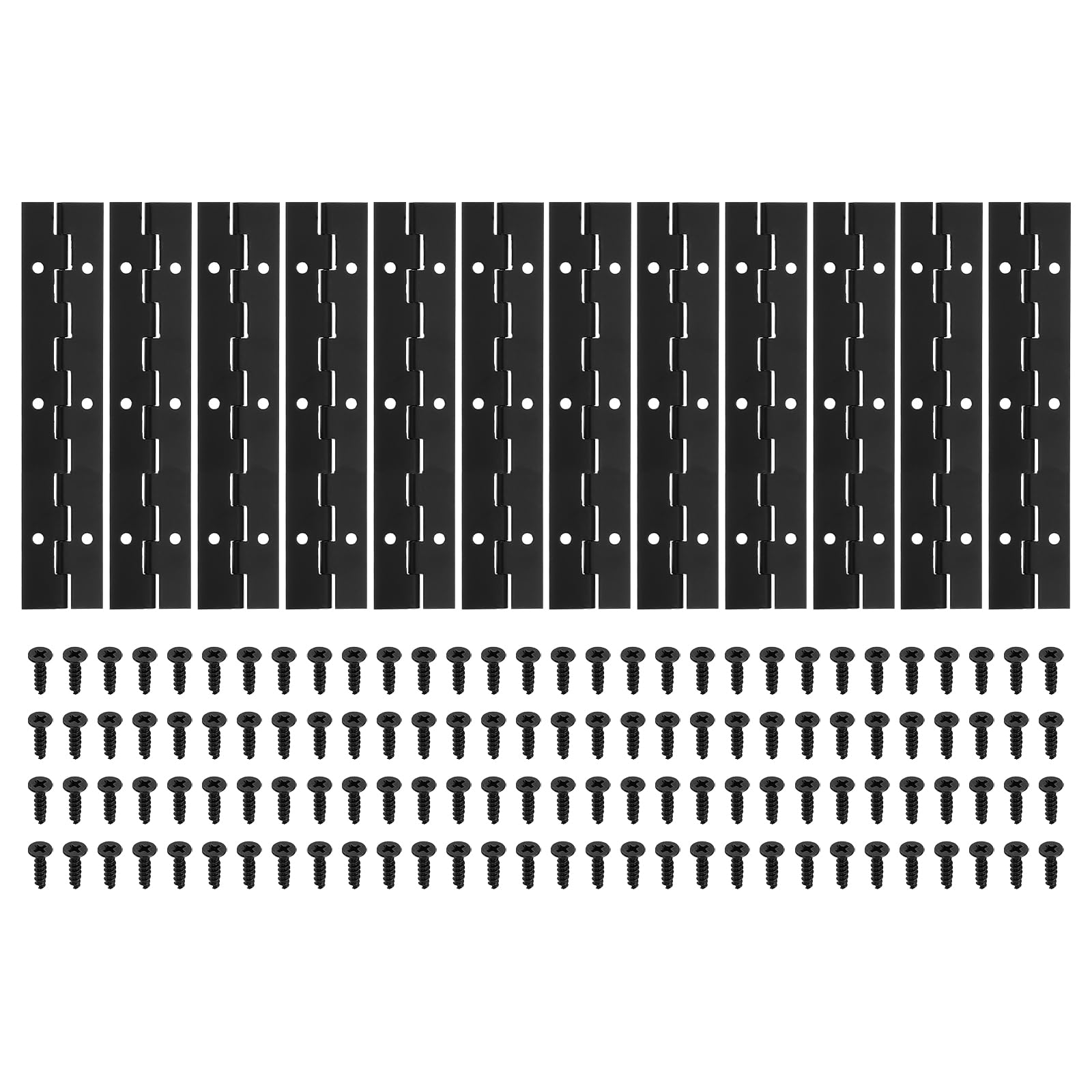 PATIKIL 6x1.2 Inch Piano Hinge,12 Pcs 304 Stainless Steel Continuous Hinge with Holes for Piano Gate Door Wooden Storage Box Cabinet Boat,Black