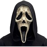 Fun World Ghost Face Adult Reaper Mask, One Size Fits Most, Tan/Black | Officially Licensed Fun World Ghost Face Reaper Mask. Includes Attached Black Hood For Adults.