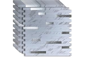 YMMXGE 10-Sheet Peel and Stick Backsplash Stone Marble Tiles, PVC Metal Wall Sticker for Kitchen 9.74 sq .ft (10, White Stone)