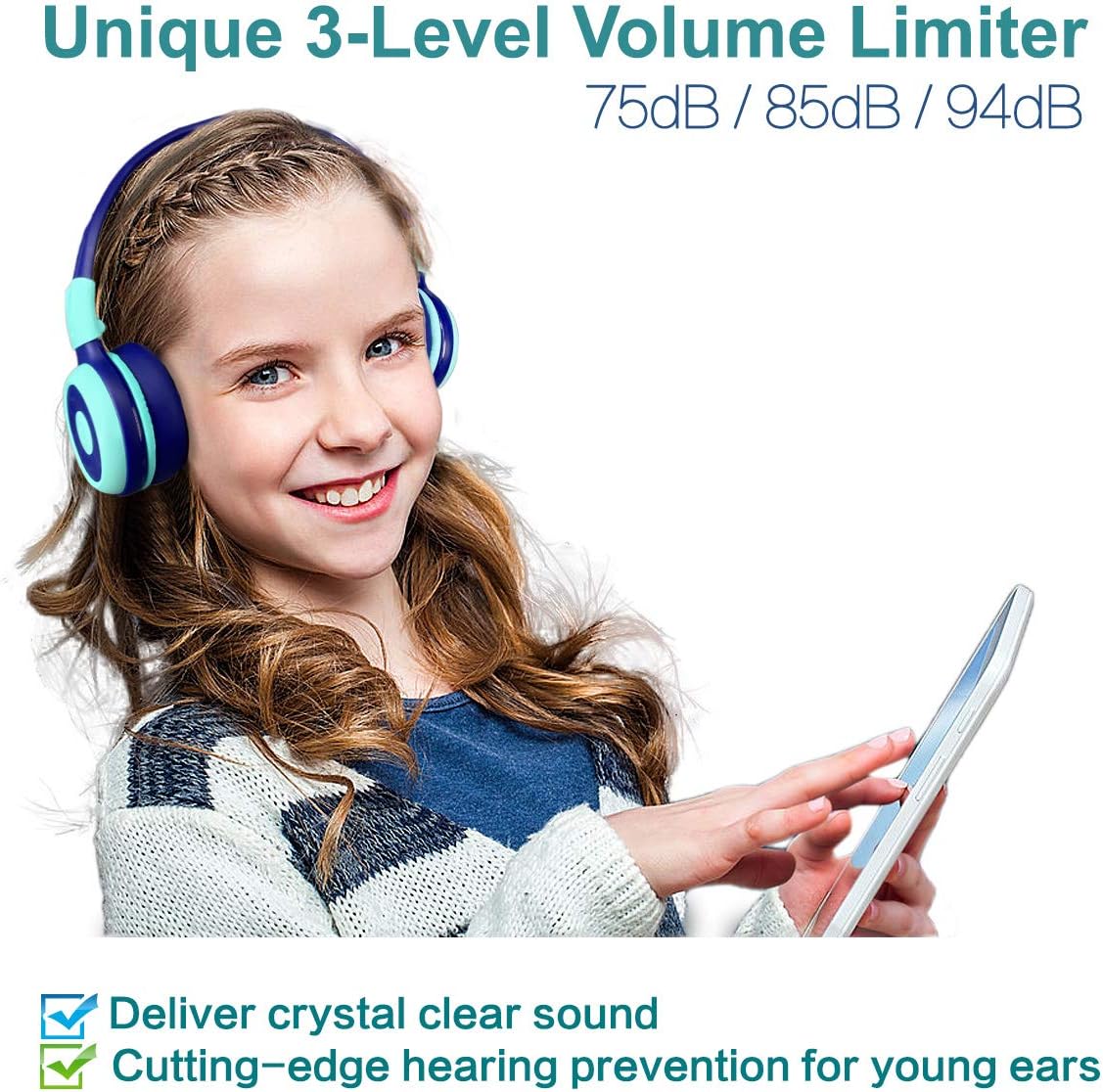 2 Pack of SIMOLIO Wireless Headphones for Kids Bluetooth Kids Headphone with Mic, Volume Limiter - Image 4