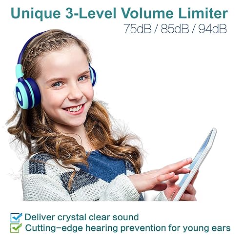SIMOLIO Kids Bluetooth Headphones with Microphone and 75dB,85dB