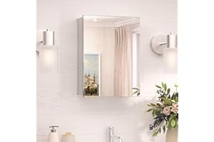 TokeShimi 14x18 Recessed Medicine Cabinet with Mirror Aluminum, Frameless Bathroom Mirror with Storage Stepless Adjustable, Silver Surface Mount Medicine Cabinet for Bathroom Farmhouse