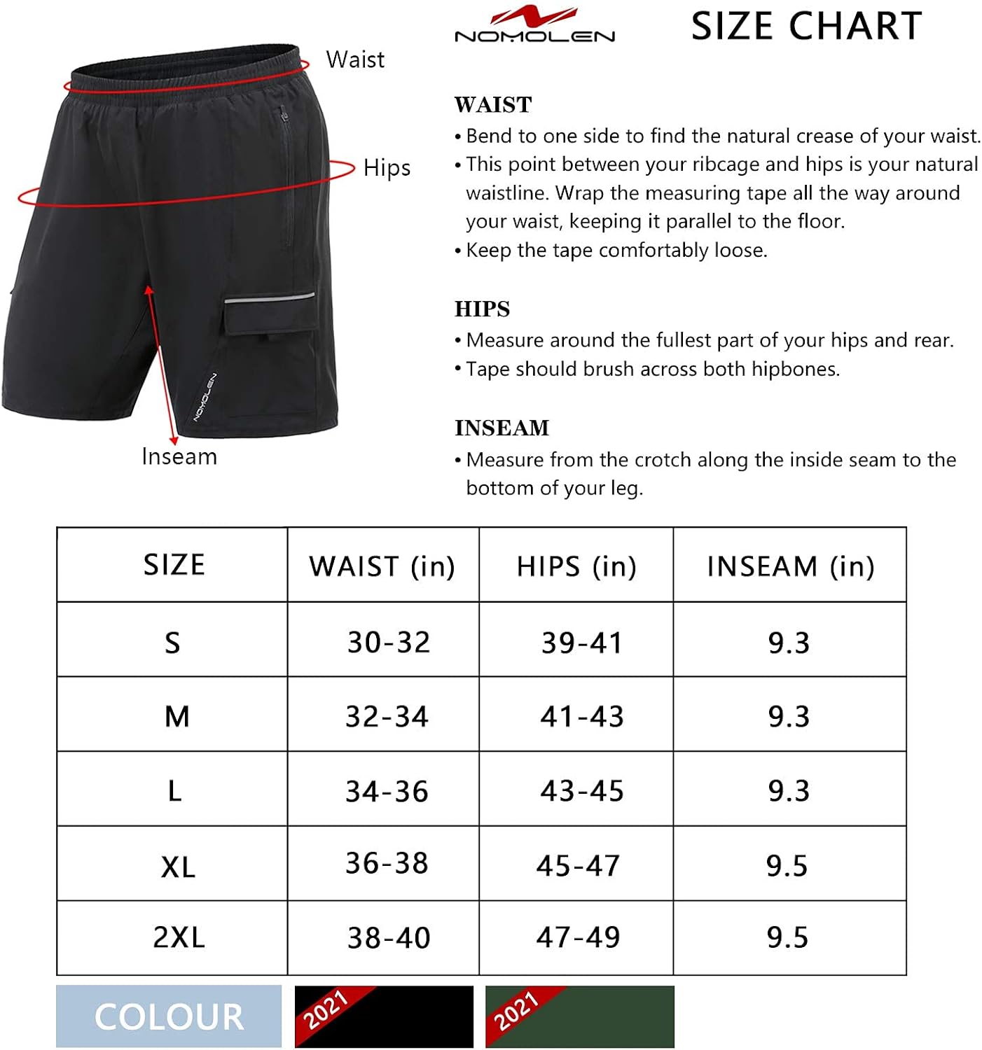 Nomolen Men's Mountain Bike Shorts 3D Padded Lightweight Quick Dry MTB Cycling Bicycle Shorts Loose-Fit: Clothing