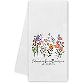 Noaleviax Christian Wildflower Kitchen Towels - Summer Dish Towels for Kitchen, Farmhouse Bible Verse Kitchen Decor, Consider How The Wildflowers Grow Inspirational Hand Towels Dishcloth 16x24 Inch