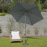 GardenKraft 2.7m Outdoor Parasol Tilt & Crank 6 Ribs Charcoal view 4