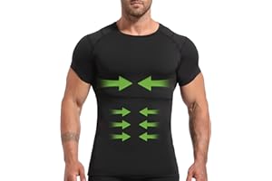 Lgtfy 4D Mens Compression Shirt Short Sleeve, Gynecomastia Tummy Control Back Support Undershirt, Slimming Vest