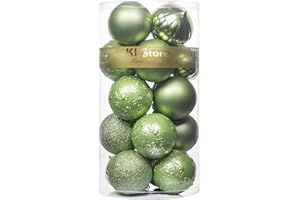 KI Store Light Green Christmas Balls 20pcs 3.15-Inch Christmas Tree Decoration Ornaments for Xmas Tree Holiday Wreath Garland Decor Ornaments Hooks included