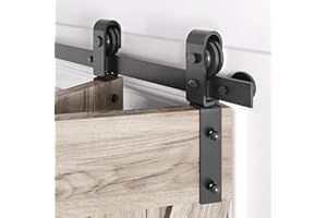 Roymelo 40" Bifold Sliding Barn Door Hardware Track Kit,Side Mounted Black Roller,Smoothly and Quietly,Assembly Easy,Fit Double 18" Bi-Folding Doors (Door Not Included)