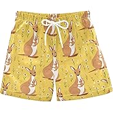 visesunny Boys Casual Board Shorts Funny Floral Boys' Swim Trunks Beach Shorts Little Kids Bathing Suit