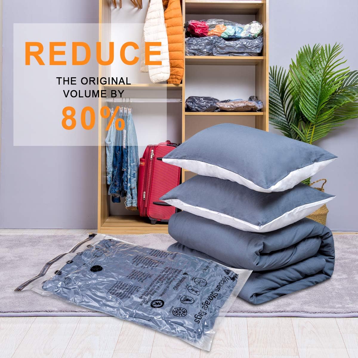 GONGSHI Vacuum Storage Bags 12 Pack (3 x Jumbo, Large, Medium, Small), Space Saver for Clothes Blankets Duvets Pillows Comforters, Travel Hand Pump Include: Home Improvement