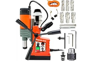IMESHBEAN Magnetic Drill Press, 1400W Mag Drill Press with 2" Dia. 2922lbf/13000N Mag Force, 810 RPM Electric Drilling Machine with Stepless Speed & Reversible Direction for Metal Surface & Home Improvement