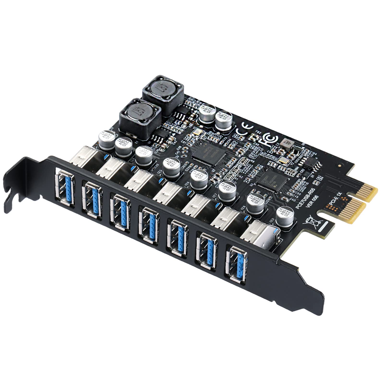 MZHOU PCI-E Express 1x to USB Internal 3.0 7 Port Expansion Card, USB 3.2 GEN1 5Gbps Adapter Card-Supports UASP protocol- Plug & Play- Windows 7/8/10/11、Linux 2.6.3
