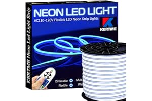 KERTME Neon Led Type AC 110-120V LED NEON Light Strip, Flexible/Waterproof/Dimmable/Multi-Modes LED Rope Light + 23 Keys Remote for Home/Garden/Building Decoration (32.8ft/10m, Blue)