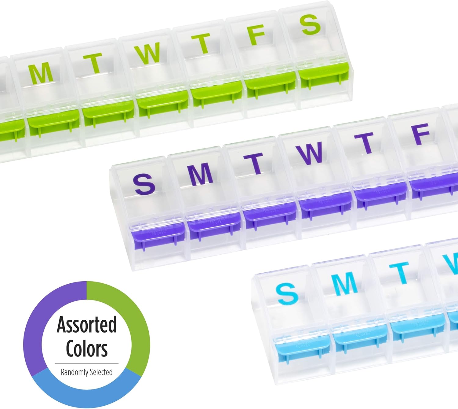 Ezy Dose Push Button (7-Day) Pill, Medicine, Vitamin Organizer Box | Weekly, Daily Planner | Large Compartments | Arthritis Friendly | Clear Lids: Health & Personal Care