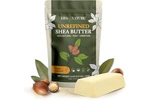 era of nature Organic Unrefined Raw African Ivory White Shea Butter 8oz - Moisturizing Raw Shea Butter Bar for Skin & Hair, DIY Lip Balm Base, Cream, Soap & Lotion Making Supplies Kit, Skincare