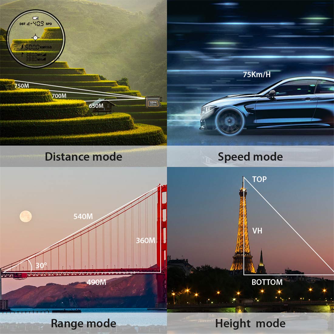 Laser Rangefinder,Zamkol 1000 yards Golf Rangefinder,IP54 Laser Binoculars For Hunting,Multi-Function Hunting Rangefinder with Speed /Vertical Height/Angle /Horizontal Distance Measurement