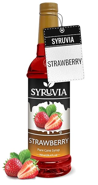 SYRUVIA STRAWBERRY SYRUP, FLAVORED SYRUP FOR DRINKS, COCKTAILS, LEMONADES, ICED TEAS, AND DESSERTS – 25.4 FL OZ