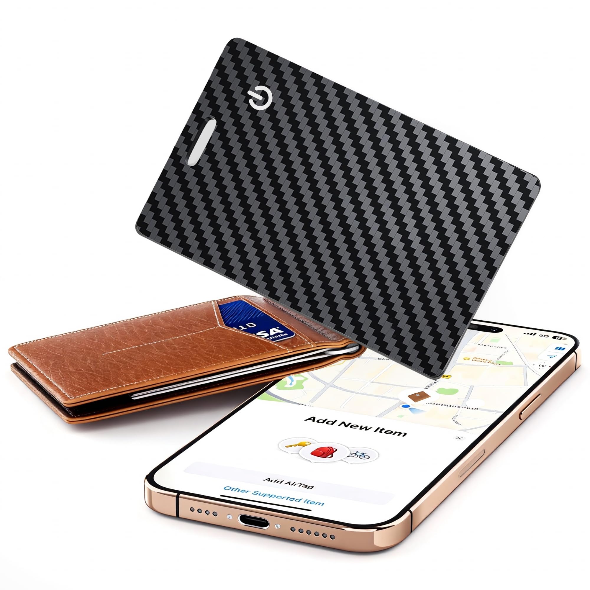 Photo 1 of [Apple MFi Certified] Wallet Tracker Card with Apple Find My (iOS Only) Rechargeable Air Tracker Tags Bluetooth Wallet Finder IP68 Waterproof GPS Tracker Item Finder for Keys, Bags, Passport Black