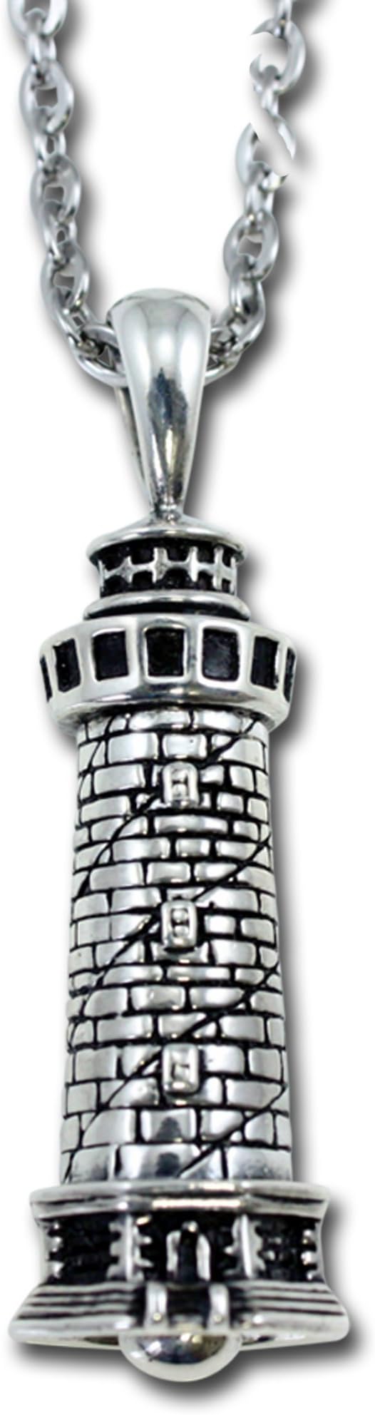 The Original Outer Banks Lighthouse Bell Pendant in Sterling Silver on 22" Necklace Link Chain
