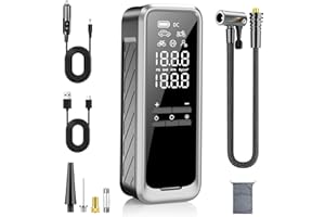 KZKB Cordless Tire Inflator Portable Air Compressor, Tire Inflator 150 PSI and Tire Pressure Gauge Electric Air Pump with LED Light Quick Inflation for Car Tires/Motorcycle Tires/Bicycle Tires/Balls