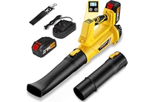 LCMWB Cordless Leaf Blower, 6 Speed Modes, 150 mph Max Wind Speed, 500 cfm, Digital Display Leaf Blower Cordless with 21V 5.2Ah Battery and Charger for Lawn Care & Garden Maintenance