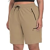 SEKINO Women's Plus Size Hiking Cargo Shorts Lightweight Quick Dry Summer Shorts Athletic Outdoor Shorts Zippered Pockets