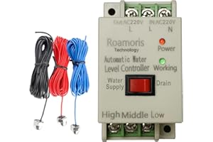 Roamoris 220V Deep Well Pump Switch Control Automatic Water Level Controller Spply and Drain Mode with 6.5ft Detector Sensor, Liquid Level Switch Relay,AC220V, WC04