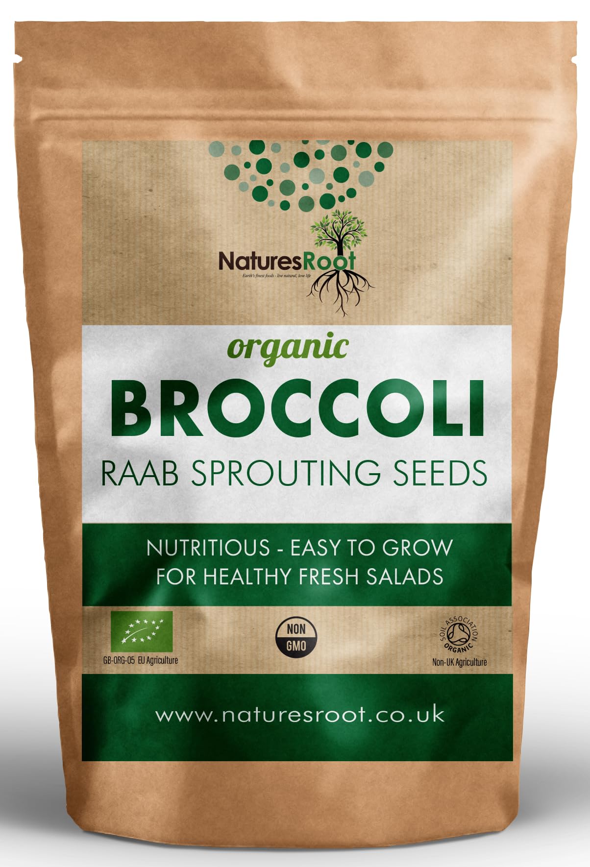 Natures Root Organic Broccoli Sprouting Seeds 500g - Superfood | Non GMO | Microgreen Sprouts