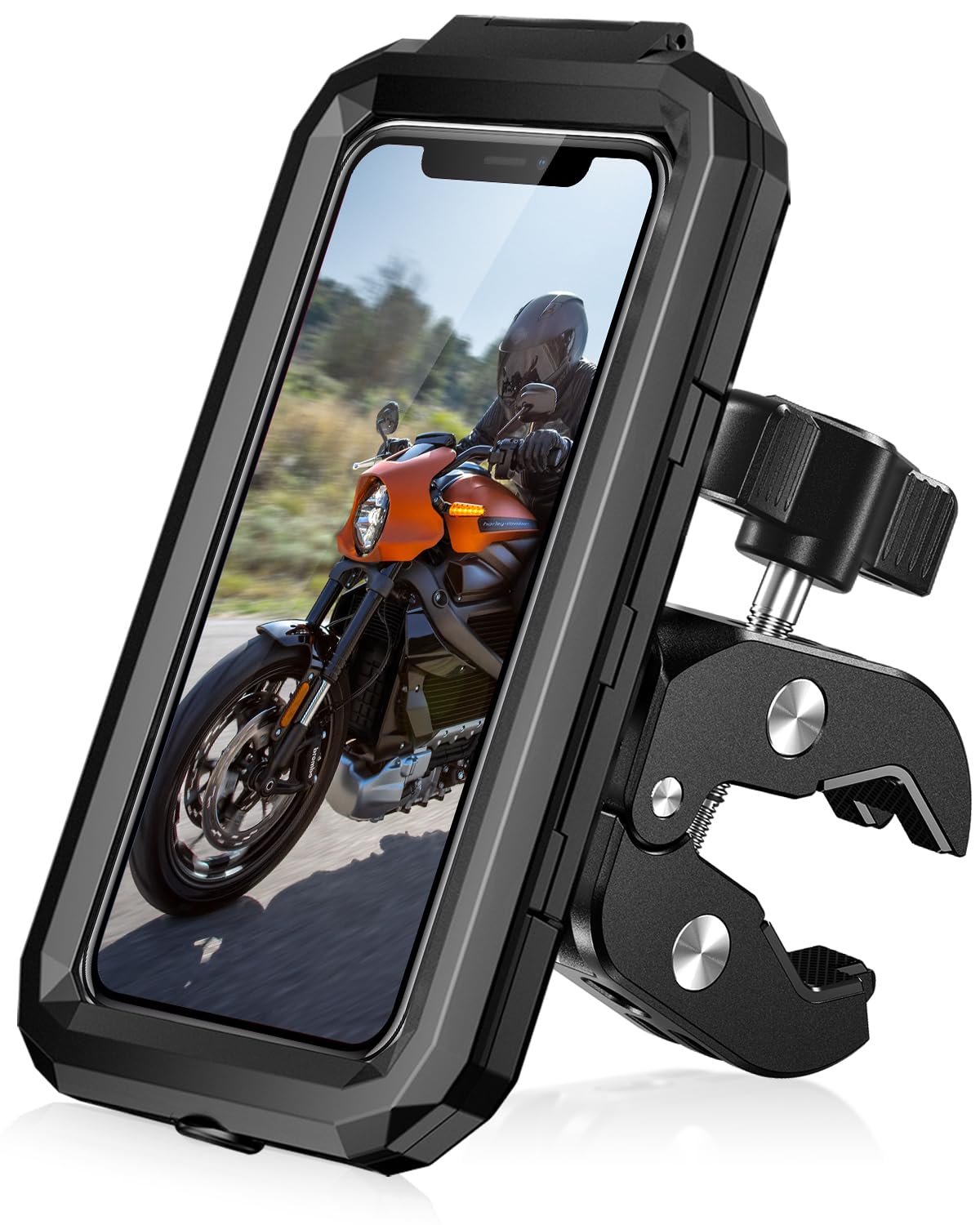 LUROON Motorbike Phone Holder Waterproof, Universal 360° Rotation Bicycle Motorcycle Phone Mount Anti Vibration Holder for Bike with Touch Screen for 5.5" to 7.0" Smartphones