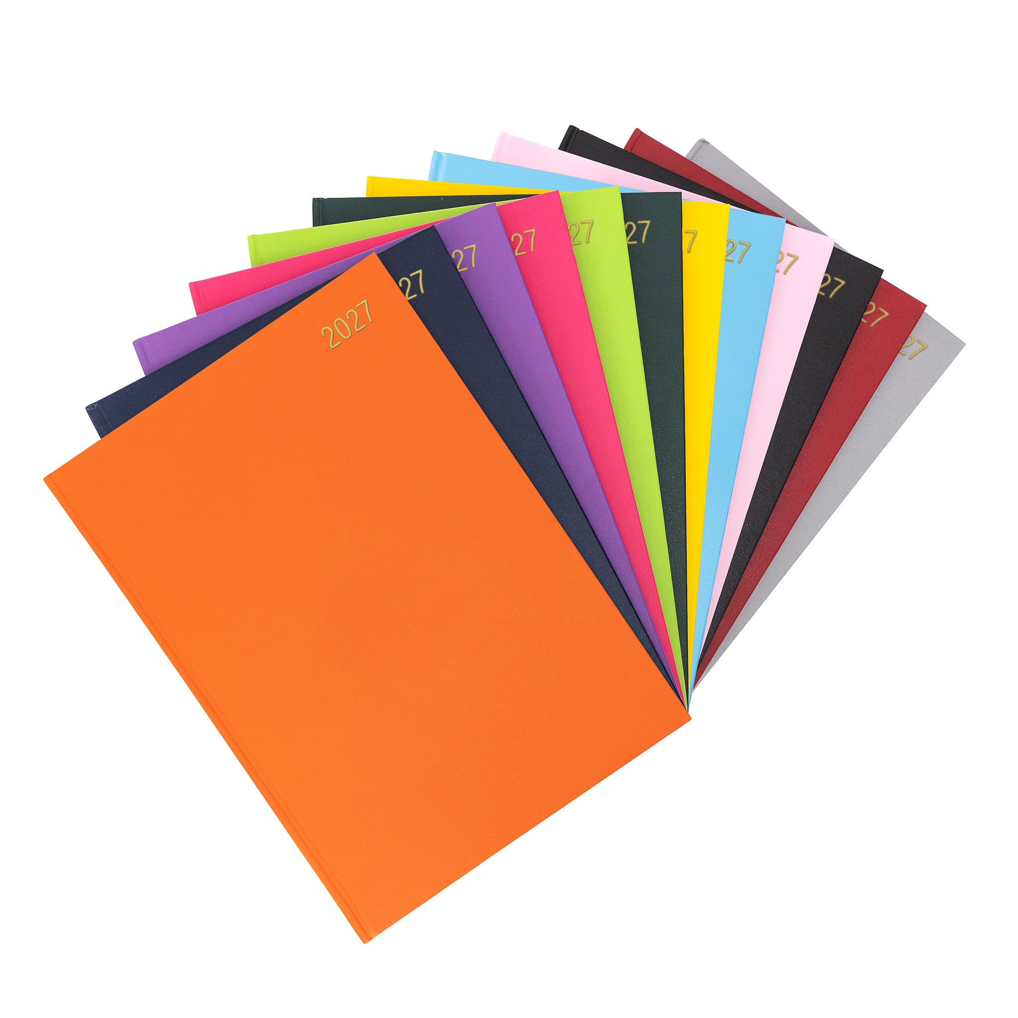 evelay 2027 Diary A4 A5 Page a Day - Hardback Planner Organiser Journal with 70gsm Paper & Ribbon Marker - Ideal for Work, School & Personal Planning (A4, Orange)