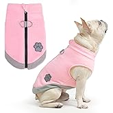 Mihachi Dog Fleece Vest Sweater Zip Up Warm Pullover Step-in Dog Jacket with Dual D-Ring Leash, Winter Cold Weather Reflective Coat Clothes Hoodie for Small Medium Dogs Puppy Cat Boy Girl, Pink S