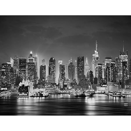 Fototapeten New York bei Nacht 352 x 250 cm Vlies Wand Tapete Wohnzimmer Schlafzimmer Büro Flur Dekoration Wandbilder XXL Mod