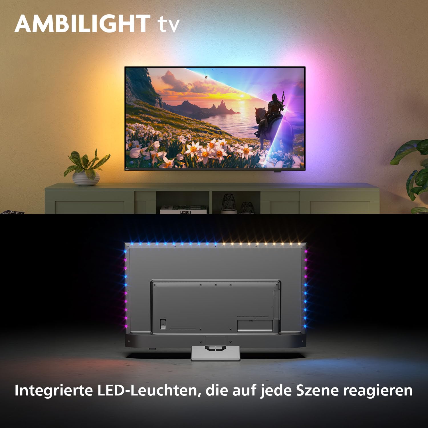 Philips Ambilight 55PUS8600 4K QLED Smart TV - 55 Zoll Display mit P5 Perfect Picture Engine Ultra HD, Titan OS, Dolby Vision und Dolby Atmos Sound 2