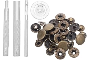 SUPVOX Leather Snap Fastener Kit 15mm Copper Snap Buttons with Setter Tool for Jackets, Jeans, Sewing