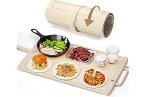 OLIBUY Food Warming Mat, Electric Warming Tray With 6 Level Temperature and 6 Hours Timer, Upgrade High-tech Graphene Heating Film, Fast Full Surface Heating Mat, Roll Up& Hang Food Warmer for Parties Buffet
